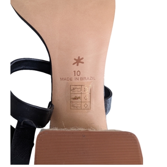 Splendid Keeva Square Toe Leather Sandals Size 10 | NEW Black Espadrille Heel - Picture 10 of 11